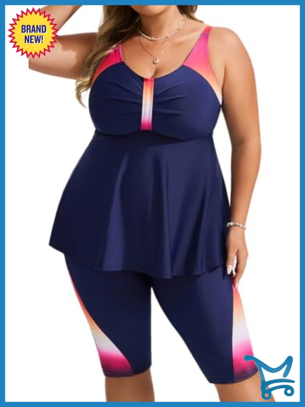 Plus Size Tankini Swimsuit Flowy Two Piece Bathing Suit